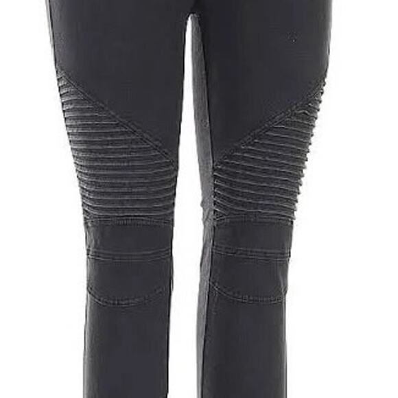 BEULAH Black Stretch Denim Moto Leggings Jeggings Skinny Zipper Ankle Sz M - Picture 2 of 12